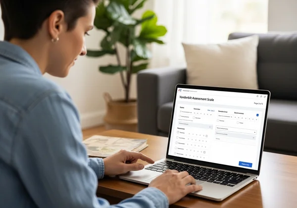 Parent filling out an online Vanderbilt Assessment form
