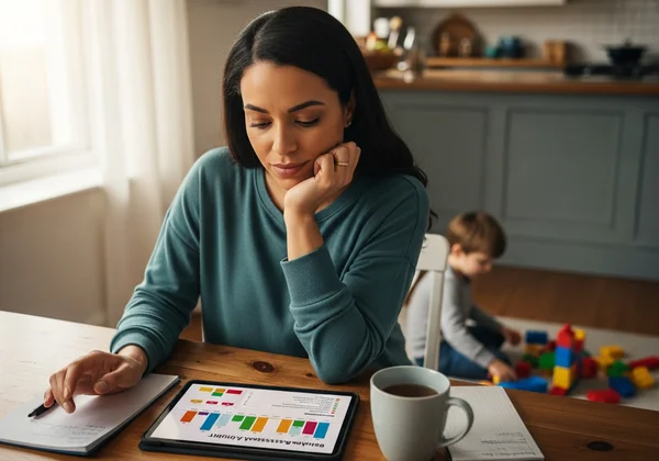 Parent reviewing child's Vanderbilt assessment results