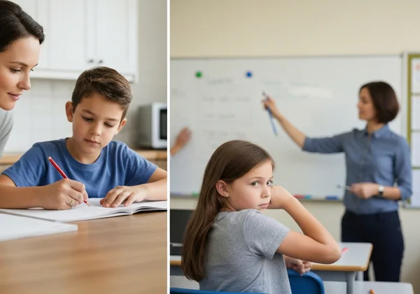 Parent and teacher observing child in different settings