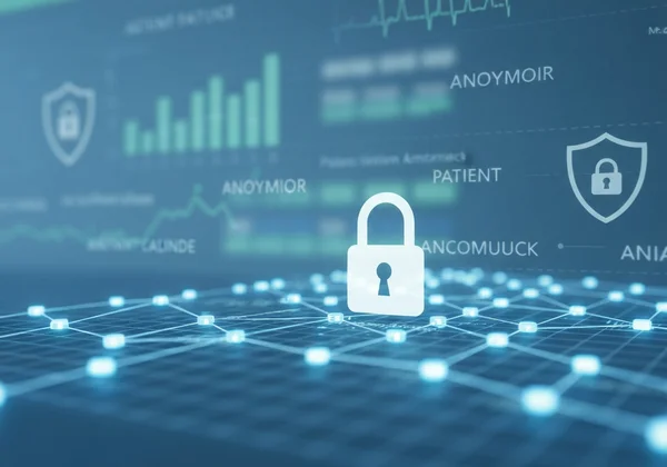 Secure health data lock symbol on a clinical dashboard