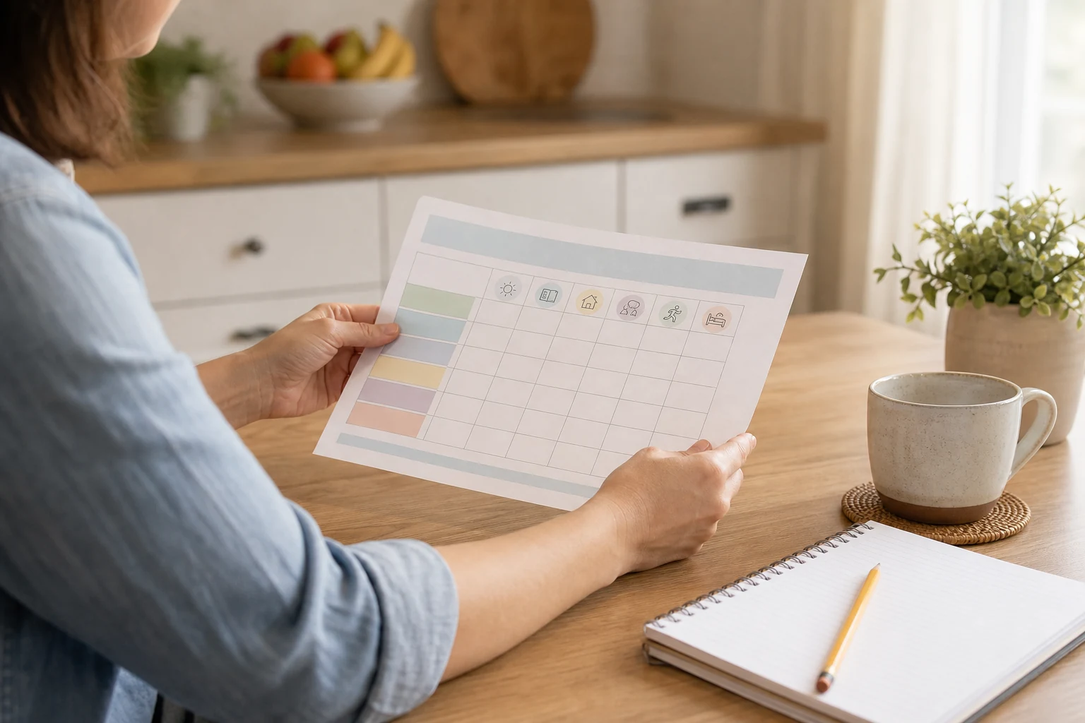 Parent reviewing an ADHD chart