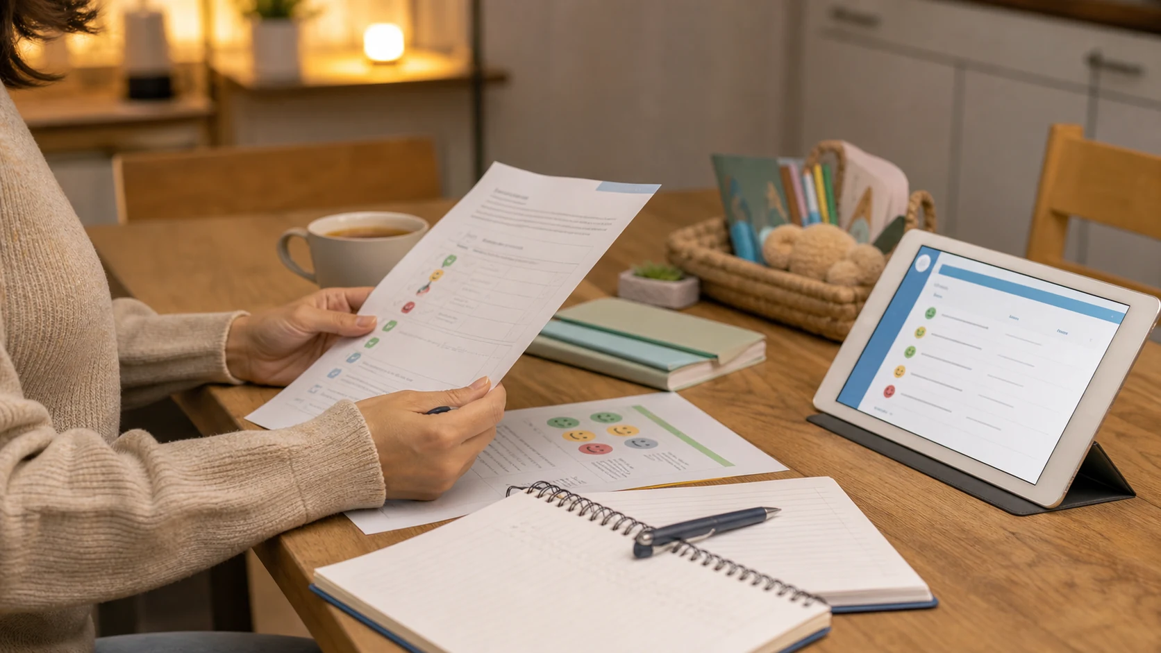Parent reviewing follow-up notes
