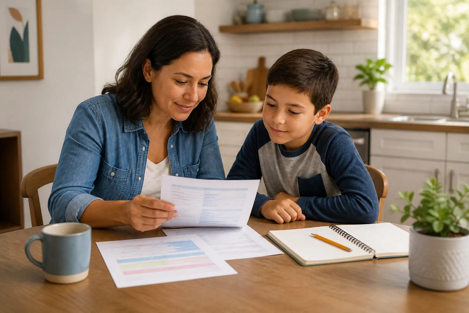 Family reviewing ADHD forms
